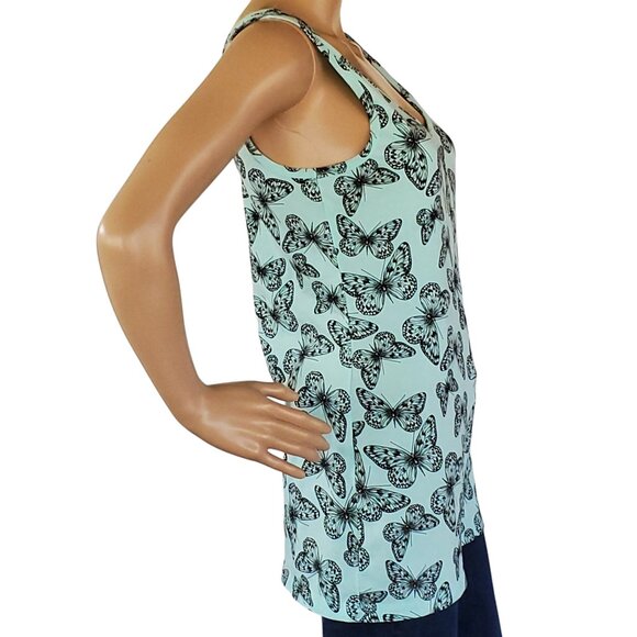 No Boundaries Tank Top Teen Jr 15-17 XL Mint Green Black Butterfly Knit Stretch - Picture 5 of 8